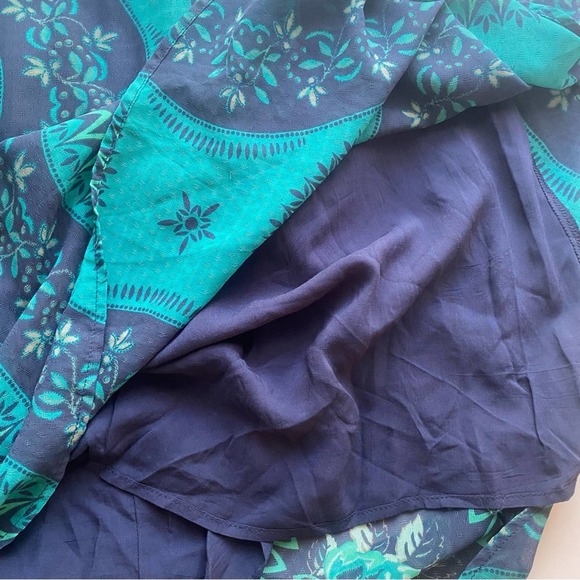 Free People Size L Eternal Spring Babydoll Boho Mini Dress Blue Floral - Picture 15 of 15